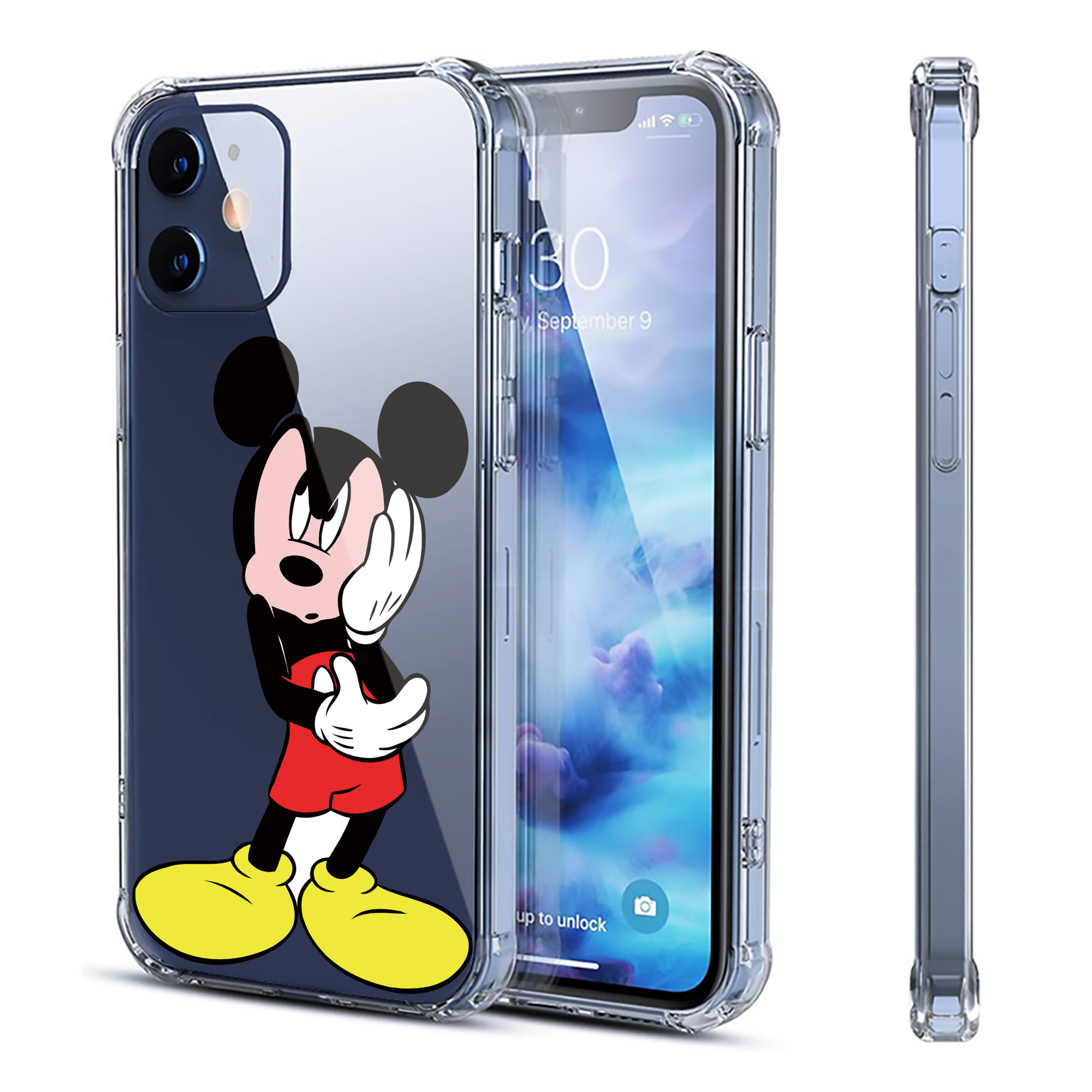 （画像用） ミッキーマウス Mickey Mouse 【iPhone 12シリーズ対応】透明スマホケース（クリアソフトケース）
